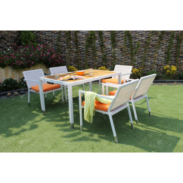 Estilo moderno asombroso todo el tiempo Mimbre Rattan sintético Muebles de jardín comedor establece mesa y sillas